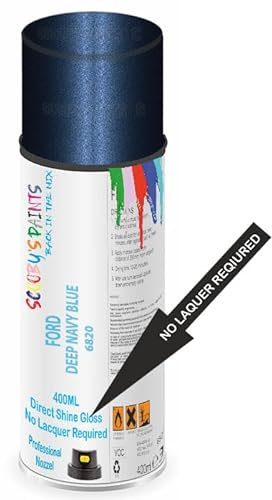 SCOOBYS PAINTS BACK IN THE MIX Direct Gloss Aerosol Spray Paint For Ford Deep Navy Blue Code: 6820 No Lacquer Required