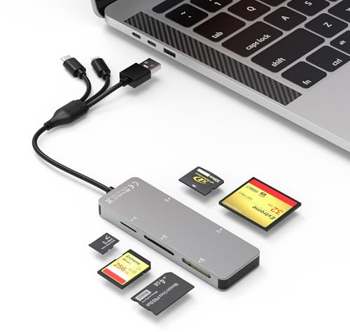 Card Reader for CFexpress Type B/XQD/SD 4.0 UHS-II - Professional 4-Slot, 10Gbps USB 3.2 Gen 2, Plug & Play, Simultaneous Read/Write, CF Express Reader for CFexpress Type B/XQD/SD/SDHC/SDXC/SDUC