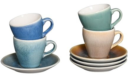 CreaTable, 24043, Serie Caldera, 8-teiliges Geschirrset für 4 Personen, Espresso Set aus Steinzeug, spülmaschinen- und mikrowellengeeignet, Qualitätsproduktion