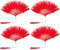 PATIKIL Embroidered Flower Marabou Feather Fan, 4 Pack 1920s Vintage Folding Handheld Fan Chinese Flapper Hand Fan for Costume Party Dancing Wedding Show Tea Decoration, Red
