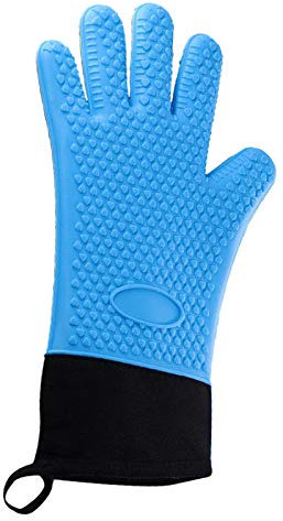 Holzofen-Handschuhe, Arbeitshandschuhe, Gartenhandschuhe, 1 Paar Premium-Ofen, hitzebeständig, verbrühungssicher, dick, mit innerer Baumwollschicht, Unterarmschutz for Mikrowelle, Kochen, Grillen, Kam