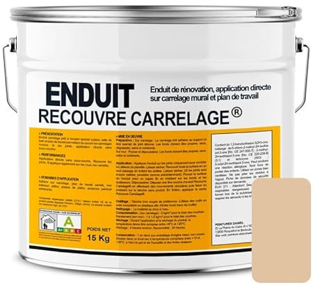 Enduit carrelage effet béton, salle de bain, cuisine, recouvre les joints, lisse et décore, sans sous-couche, prêt à l'emploi 15 Kg