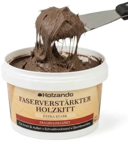 Holzando® Faserverstärkter Holzkitt Extra Stark – Holzspachtelmasse für Holz, OSB & Wände – Holz Reparaturset für Innen & Außen – Fensterkitt, Holzpaste, Wood Filler Eiche dunkel 35-5Kg