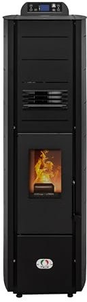 STUFE A PELLET ITALIA Colonna New 8 Kw WiFi Slim - Stufa ad Aria Ventilata Efficienza 93% Scalda 70m² Design Compatto Controllo Remoto WiFi Programmabile 5 Velocità e Potenze Garanzia 24 Mesi Nero