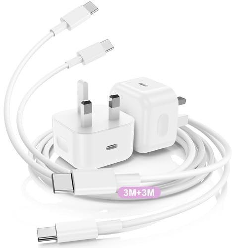 DGVERS 2Pack iPhone 17/16/15 USB C Charger, 20W USB C Charger Plug, with 3+3M Fast Charger Cable, for iPhone 16e,16/15 Plus,17 Air, 17/16/15 Pro, Pro Max, Pad