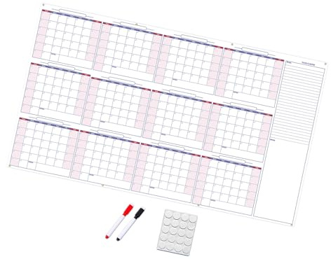 2026 Wandkalender, Jahresplaner, wiederverwendbar, löschbar, 2026, Heimbüro, Organizer, Planer, undatiert (152 x 87 mm), wiederverwendbar für die Wand