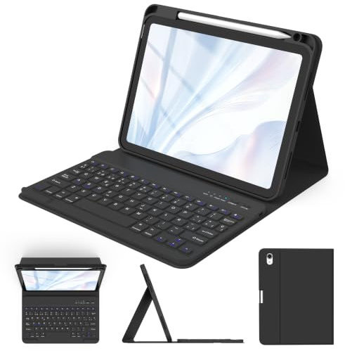 FUWANG Funda con Teclado para iPad Air 11 Pulgadas M3 2025 / M2 2024 | Teclado Bluetooth magnético desmontable con Español, funda con portalápices, para iPad Air 11 Pulgadas Negro