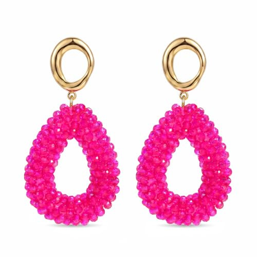Boho Tropfenförmige Ohrringe hängend für Damen,Tropfenförmige Reisperlen Leichte Ohrringe Eleganter Hingucker für Frauen Modischer Schmuck