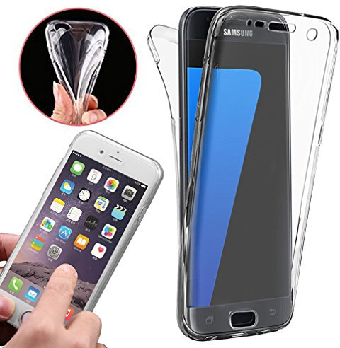 TypeandColor Cell Phone Case, Clear Silicone Gel Case Cover, Samsung Galaxy J3, Full Protection (Front & Back