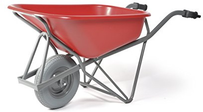 PRotaurus | Profi-Max Plus Schubkarre | aus Stahl | 90 l | HDPE-Mulde Orange | Luftreifen 4-lagig