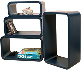 Cube Verstärkte Vielen Farben MDF Retro Design 4er Set Regal Regale Wandregal Deko Würfel CD DVD Lounge LO01 (Graphit)