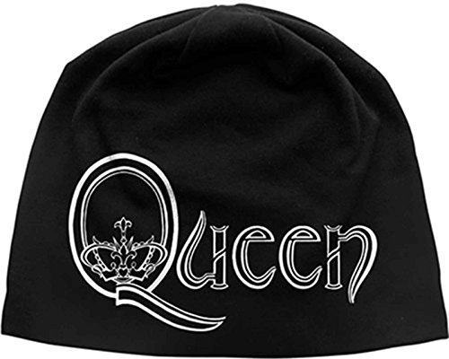 Queen Mütze Beanie Classic Band Logo Nue offiziell Schwarz Jersey Print One Size