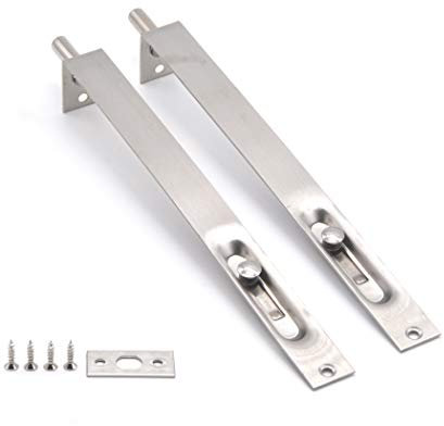 Perno deslizante de puerta de acero inoxidable para puertas primarias y secundarias, doble apertura (paquete de 2)