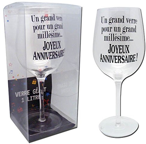Verre à vin géant Anniversaire 1 litre