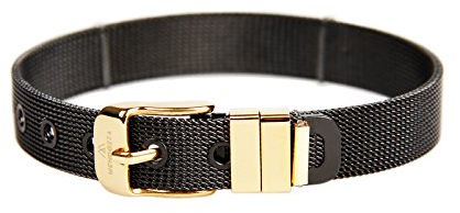 MENDOZZA Charmband Charm Gürtel Armband Mesh inkl. Gratis Überraschungs-Charm und Stopper Bi-Color | Silber | Gold | Rosegold | Schwarz (Schwarz-Gold, 19)