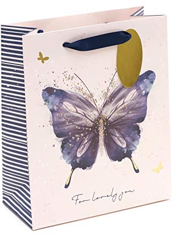 UK Greetings Sac cadeau Motif papillon Rose Sac-cadeau moyen
