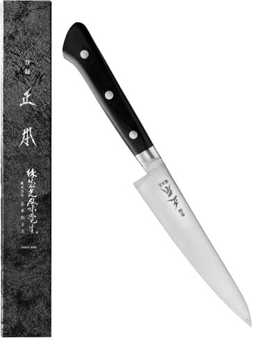 MASAMOTO at Japanese Small Petty Knife 12cm (120mm) - Made in Japan - Kitchen Utility Knife - Sharp Japanese Stainless Steel Blade - Full Tang Pakkawood Handle