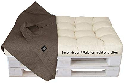 LILENO HOME Palettenkissen Bezug Taupe - Ersatzbezug für Sitzteil 120 x 80 x 16-20 cm - Polster Bezug für Europaletten - Palettenkissen Outdoor Hülle für Palettenmöbel