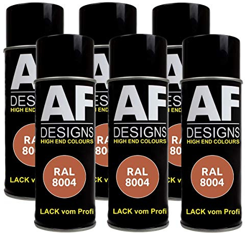 6 X RAL vernice spray per auto vernice colorata vernice spray RAL 8004 marrone rame opaco