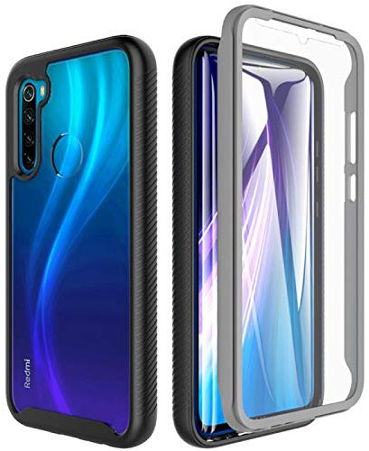 BESINPO für Redmi Note 8 Hülle, Handyhülle für Xiaomi Redmi Note 8, 360 Grad Rundumschutz mit Eingebautem Displayschutz,Transparent TPU Bumper Cover Schutzhülle Case für Redmi Note 8 Schwarz