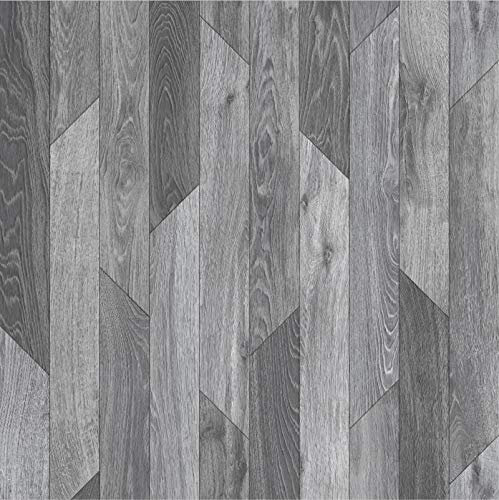 247Floors Forli Modern Wood Plank Effect Vinyl Flooring 2.3mm Realistic Foam Backed Slip Resistant Lino (5m x 2m / 16ft 4 x 6ft 6, Light Grey Modern Planks)
