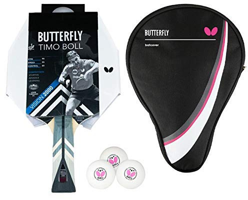 Butterfly® Timo Boll Vision 2000 Tischtennisschläger | Tischtennis Racket Bat TT Profi Wettkampfschläger technisch fortgeschrittene Spieler | ITTF zertifizierter Wakaba Belag | Griffform
