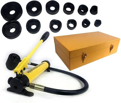 Futchoy Emporte-pièces Hydrauliques 10 Pièces avec Pompe Hydraulique, Jaune, Métal, Aluminium, Plastique