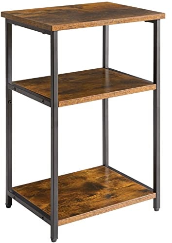 IBUYKE Mesa Auxiliar de 3 Niveles,Extremo del Sofá,Mesita de Noche de Estilo Industrial,Estructura de Acero Resistente,para Espacios Pequeños,39 x 30 x 59cm,TMJ402H