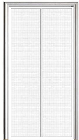 Custom Sizes Magnetic Fly Screens for Doors, Heavy Duty Fiberglass Mesh Curtain with Full Frame Hook&Loop, Shut Automatically Powerful Magnets Insect Door Screen White