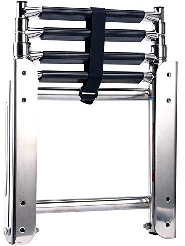 Stainless Steel 4 Step Telescoping Boat Yachts, Pool Dock, Under Platform Slide Mount Swim Boarding (4 steps)