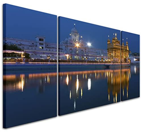 Wallfillers Blue Sikh Golden Temple Amritsar Canvas Wall Art Print - 3AC196 XXL - 191x65cm