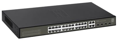 LevelOne GES-2128 Hilbert 28-Port Gigabit Smart Lite Switch, 24 x Gigabit RJ45, 4 x Gigabit SFP/RJ45 Combo