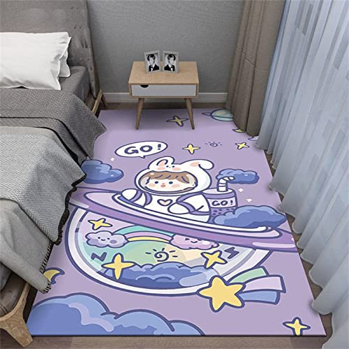 DJHWWD Kinderzimmer Teppiche Jungs Teppich Straße Kinder Schlafzimmer Schmutzabweisender Niedlicher Bettvorleger Zimmerteppich Wohnzimmer Bodenmatte Lila Brücken Teppich Läufer 120X160cm
