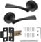 Decoranddecor Apex Matt Black Lever On 54mm Rose Door Handles Internal Curved Design Aluminium - Latch Kit