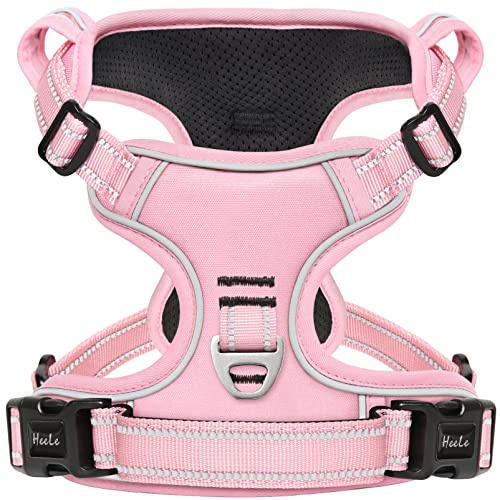 HEELE Dog Harness No Pull Adjustable with Padded Handle Control, Pink, XL | Dog Vest Harness for Large Dog Reflective, Breathable, Padded, Durable Oxford Material for Outdoor Training Walking