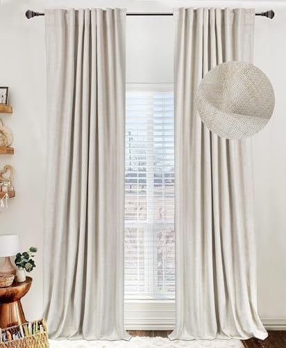 100% Blackout Shield Blackout Curtains for Bedroom 84 Inches Long, Back Tab/Rod Pocket Living Room Drapes, Thermal Insulated Blackout Curtains 2 Panels Set, 50 W x 84 L, Cream
