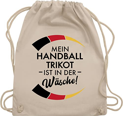 Shirtracer Turnbeutel Rucksack - 2024 - Mein Handball Trikot ist in der Wäsche - Lustig Handball WM EM Spruch Trikot Ersatz Witzig - Unisize - Naturweiß - 2022 handball+sprüche ball