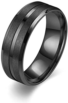 Epinki Edelstahl Verlobungsring für Sie und Ihn, 8MM Matt Trauringe, Schwarz Freundschaftsringe Pärchen Ringe für Damen Herren, Größe 60 (19.1)