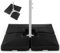 GOPLUS Pied de Parasol 4 Pièces, Support de Parasol Rempli d'eau 20L et Sable 129KG, Dalle Parasol Déporté Carrées avec Becs à Remplissage Facile, Noir