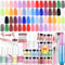 Saviland 60 Pcs Dip Powder Nail Kit with Drill: 30 Colors Dipping Powder with Dip Liquid Starter Set for French Nail Art Manicure