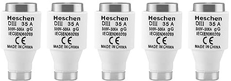Heschen Keramische Neozed-Sicherungseinsätze, DIII-Typ Sicherungseinsatz, 35A 500VAC, gG-Typ, für Kabel und Leitungsschutz, 5 Stück