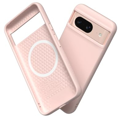 RhinoShield Case kompatibel mit [Pixel 8] | SolidSuit - MagSafe-kompatibel -Stoßdämpfende & schlanke Schutzhülle mit Premium Finish - 3.5 Meter Fallschutz - Samtrosa