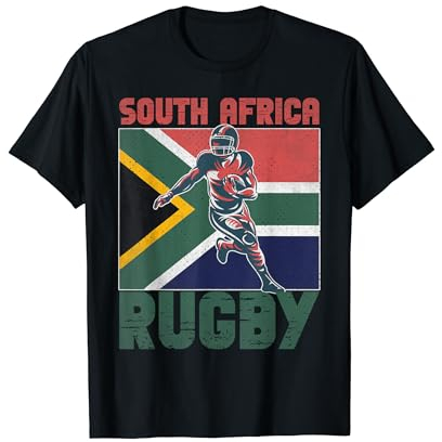 Südafrika Rugby Lustige Vintage Afrika Flagge Farben T-Shirt
