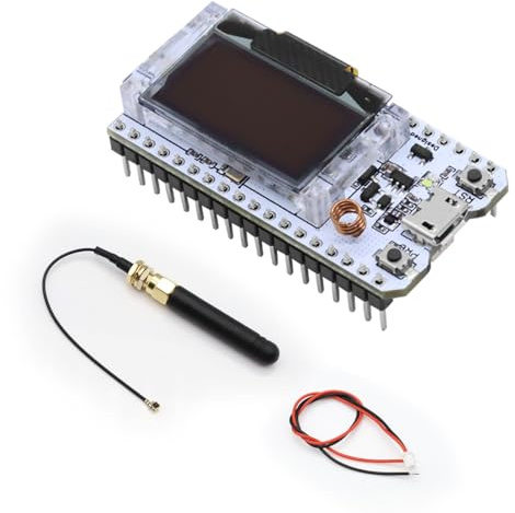 APKLVSR Lora ESP32 SX1276 Lora V2 Módulo con Pantalla OLED y Antena V2 ESP32 WiFi Bluetooth IOT Board CP2012 868MHz-915MHz para Arduino