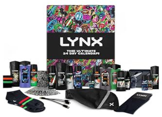 Lynx THE ULTIMATE 24-Day Christmas Calendar with Lynx, Black, Gold, Blue Lavender, Jungle Fresh Body Wash, Body Spray, Deodorant, Antiperspirant with 8x Gift Items Set for Him