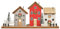 Miss Lovely Aufsteller Winter-Dorf Deko-Figur Häuser aus Holz Weihnachts-Deko für Fensterbrett Sideboards & Regale Weihnachten & Advent Weihnachts-Deko Farben: braun Creme rot & beige