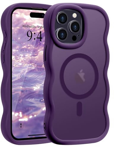 Pepmune Cover Magnetica per iPhone 15 Pro Max Custodia Compatibile con Magsafe Cornice Ondulata Forma Custodia Traslucida Opaca Cover Protettiva Sottile Antiurto Case per iPhone 15 Pro Max Viola