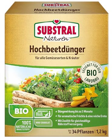 Substral Naturen Hochbeetdünger 1,2kg ideal für Gemüse- und Kräuterbeete - mit Magnesium und Zeolith für optimales Wachstum und Wasserspeicherung
