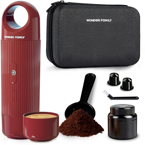 Portable Espresso Maker for Travel - Coffee Maker 5 Cup with Cold Water, 150 Cup with Preheated Water - Expresso Coffee Machine for Grounds, DG & NS Capsule - Automatic Espresso Machine, Type-C Charge