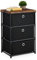 Relaxdays Kommode, 3 Stoffschubladen, Metall, Holzoptik, 65x43x33 cm, Wohnzimmer, Flur, Beistellkommode, schwarz/braun